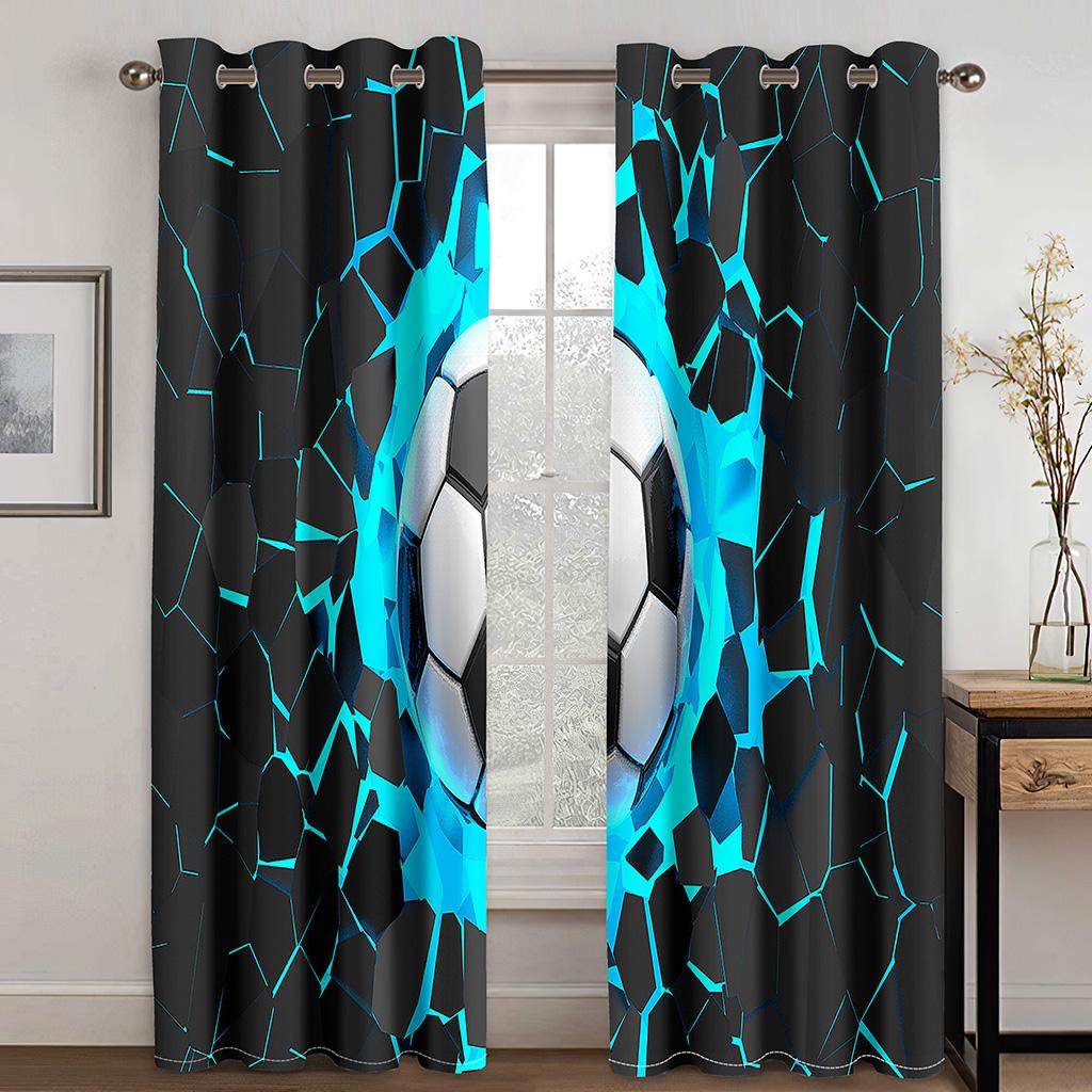 Cool ball curtain football basketball football baseball, a set of two pieces, home bedroom living room curtain