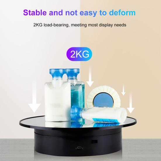 Display Stand 360 Degree Rotating Long Lasting Time Round Shape Electric Motorized Turntable Base for Photography