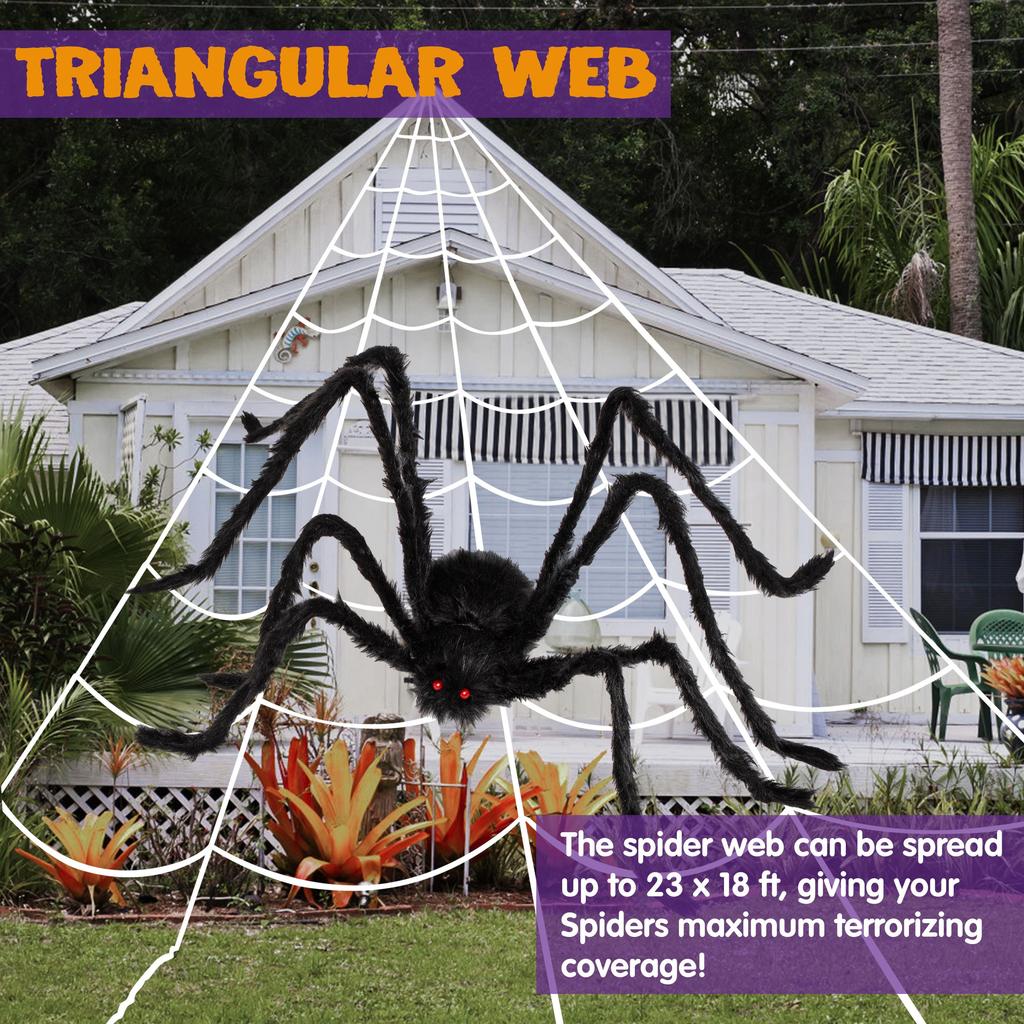 Joyfy Halloween Decorations Giant Spider Web Fake Spiders Indoor Outdoor 59 with 400 Sqft for Entertaining Play Safe Kid Friendly Fun