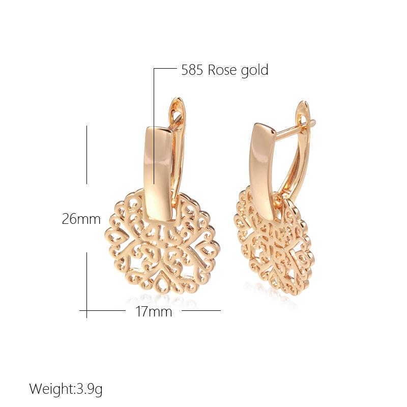 New Trend  Rose Gold Square Glossy Earrings Women Creative Fashion Party Jewelry Simple Hollow Flower Drop Earrings