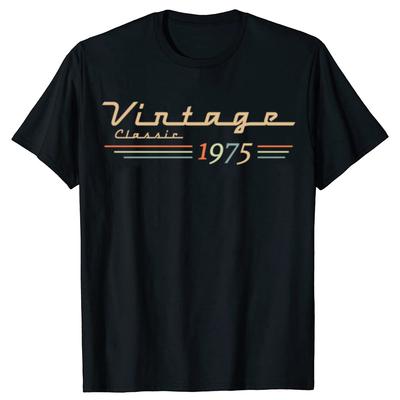 Vintage Classic 1975 Retro 50th Birthday Gift 50 Years Old Men T Shirt New Cotton Short Sleeve Funny Father Daddy Humor Tshirts