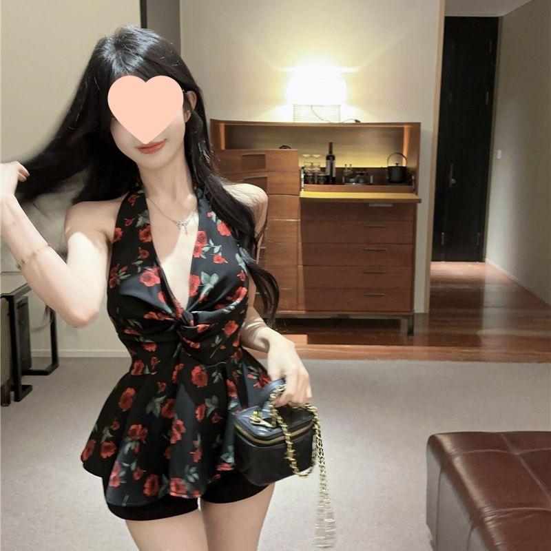 

Satin Halter Twist Tank Top - Sleek & Sexy Summer Slimming Style for Women S (70-98 lbs)