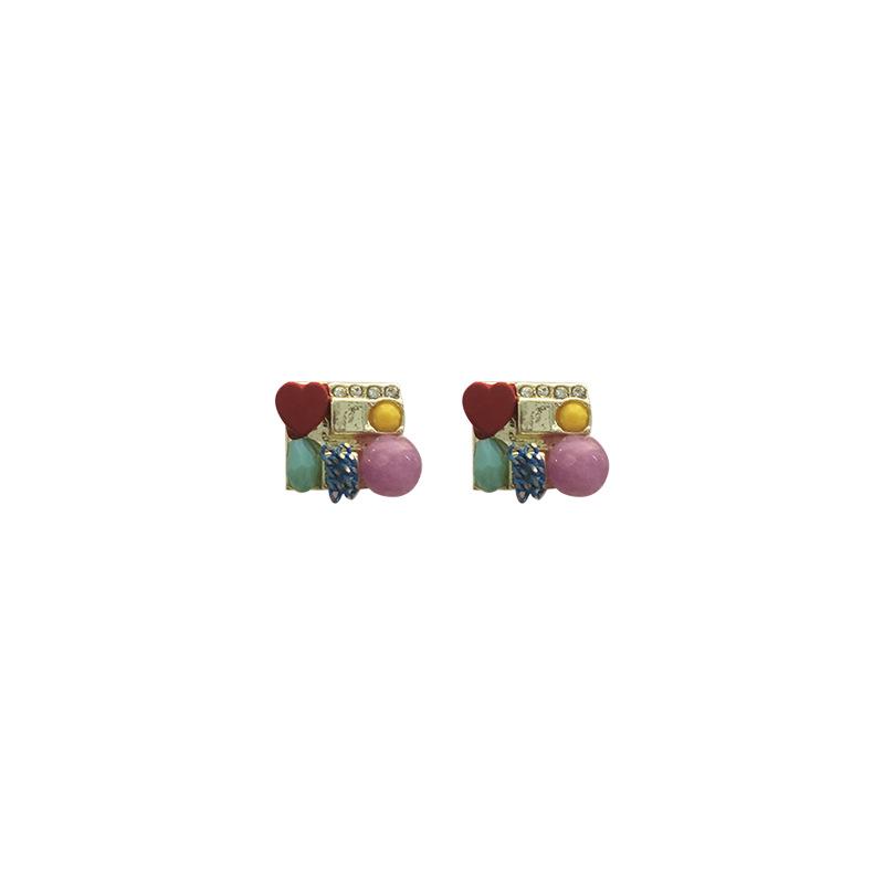 Korean Retro Crystal Earrings: High-End, Color-Matched Design for Women