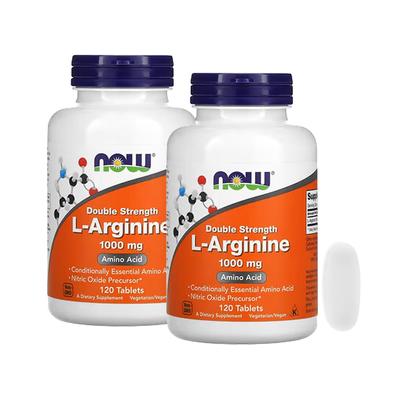 Now Foods L-Arginine Double Force 1000mg, 120 Comprimés (Paquet de 2)