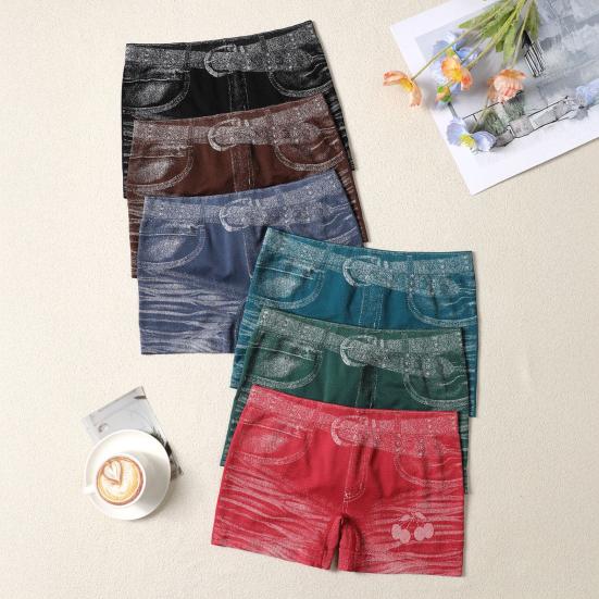 Imitation Denim Shorts for Women High Waisted Skinny Fake Jean Shorts Stretch Boyshort Panties Ladies Boxer Briefs