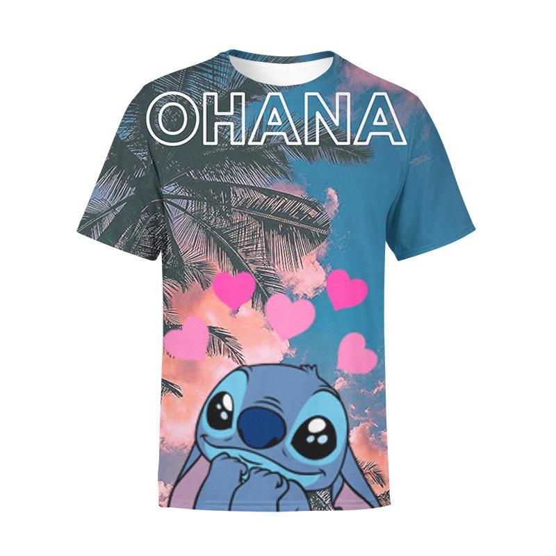 2026 new cross-border casual cute fun short-sleeved animation Stitch 3D digital printing children s short-sleeved T-shirt 100