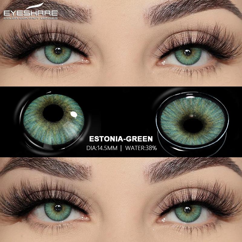 Eyeshare 2ks/pár Kontaktní čočky řady NICOSIA Roční zelené čočky 14,2 mm Modré oči Čočky Módní kosmetika Žáci