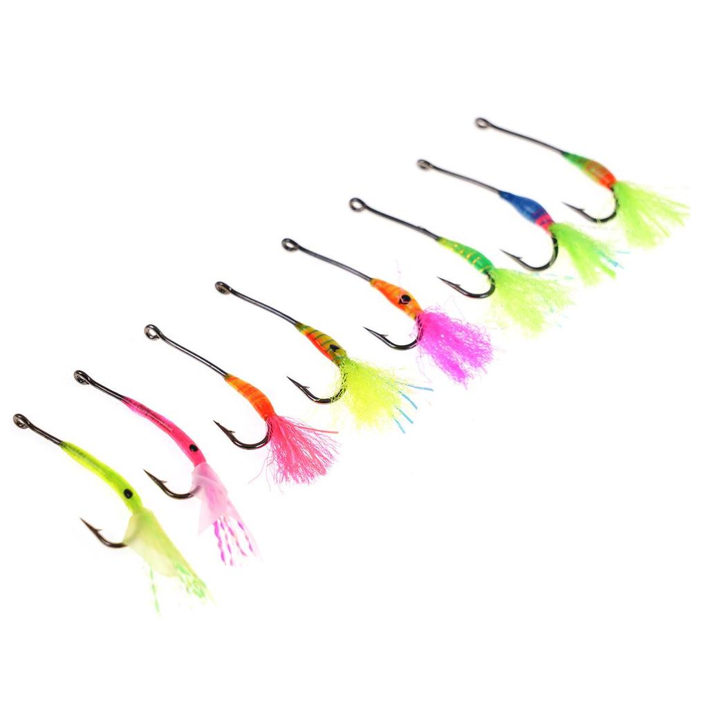 Luminous Fluorescent Fishing Hooks: Colorful Ice, Sea, Fly Fishing Rigs with Long Handles and Barbs for Bass