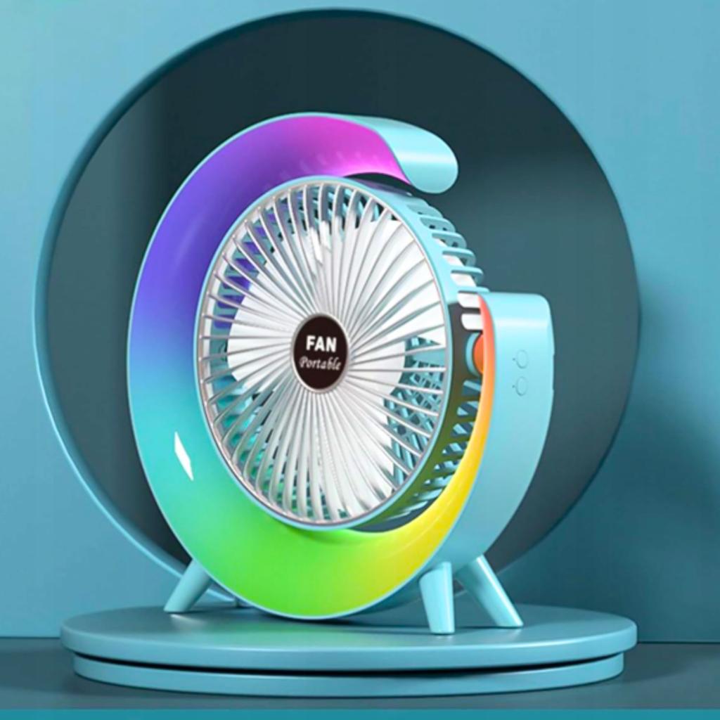 Schreibtischventilator für den Sommer LED 3 Geschwindigkeiten RGB Leistungsstark Leise