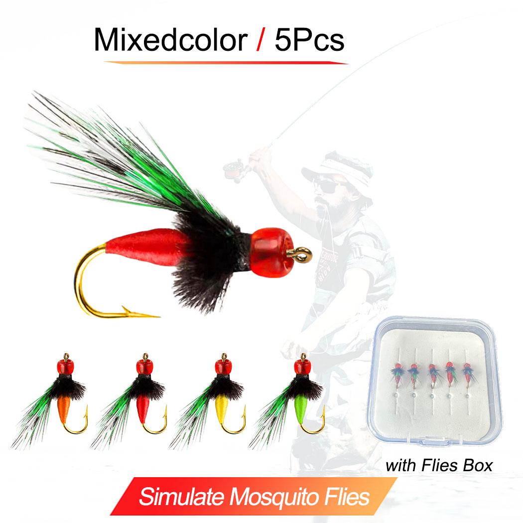 

Бионические мушки для ловли комаров, искусственные насекомые-приманки для ловли форели, сухая мушка, приманка для ловли 5 шт. Mixedcolor/5Pcs