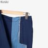 ZANZEA Women Half Sleeve Blouse and Long Pants Patchwork Casual Two Piece Suit Sets