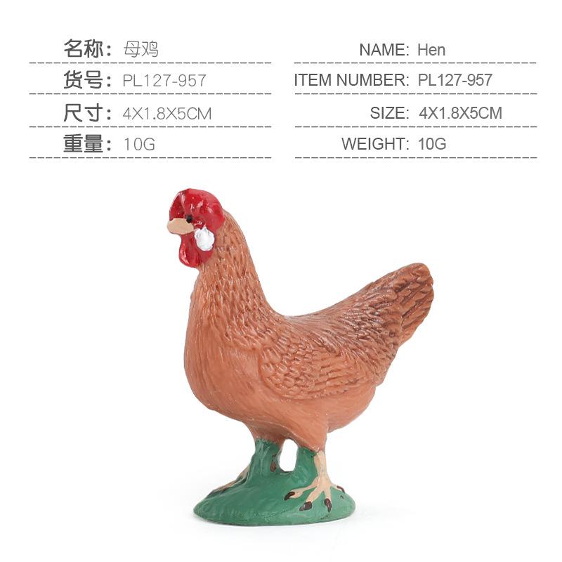 Mini Simulation Solid Farm Poultry Animal Model Rooster Hen Duck Goose Static Ornament Toy