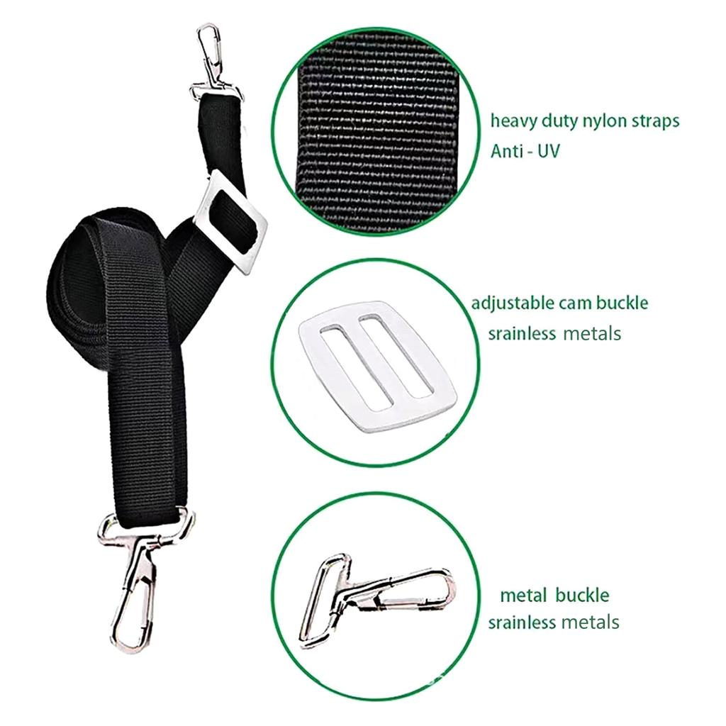 Adjustable Bimini Top Strap Pad Eye Straps with Loop Snap Hooks Stainless Steel Hardware Boat Top Strap for Canopy Canoe