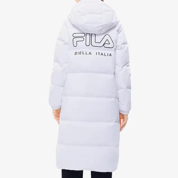 FILA Logo Letter Print Loose Warm Down Jacket Women Outerwear White F51W349906A-WT