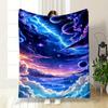 Nebulous Clouds, Glowing Lightning, Planets, and Vibrant Cosmic Colors. for All Seasons Blanket Lunch Break Throw Gift