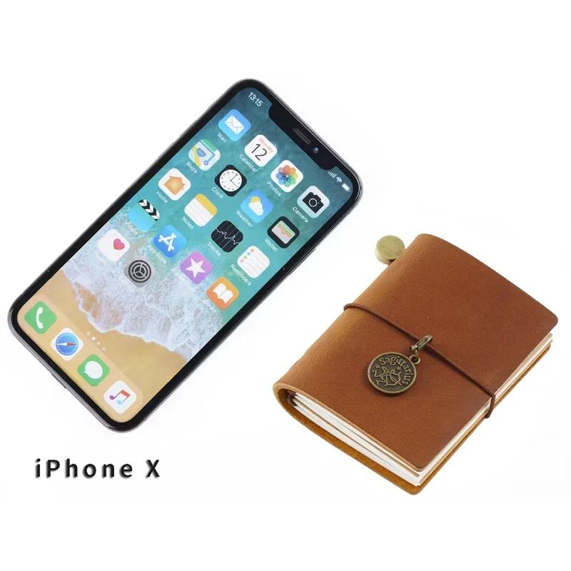Fromthenon Traveler's Notebook Mini Loose-leaf Notebook Top Layer Leather Pocket Planner Notebooks for Students Stationery