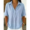Summer Women's Loose Comfortable Solid Color Lapel Short Sleeve Shirt, European American Style Casual Blouse for Crossborder