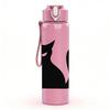 1PC Black Cat Silhouette 750ml Color Plastic Sports Water Bottle Leakproof Flip Straw Lid Suitable for Sports Office Home Use