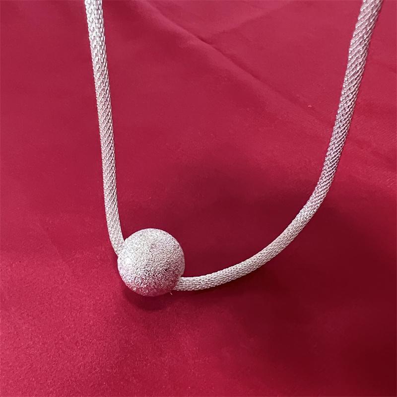 925 Sterling Silber Frosted Ball Network Chain Charm Damen Damen Halskette Modetrends Schmuck Geschenke