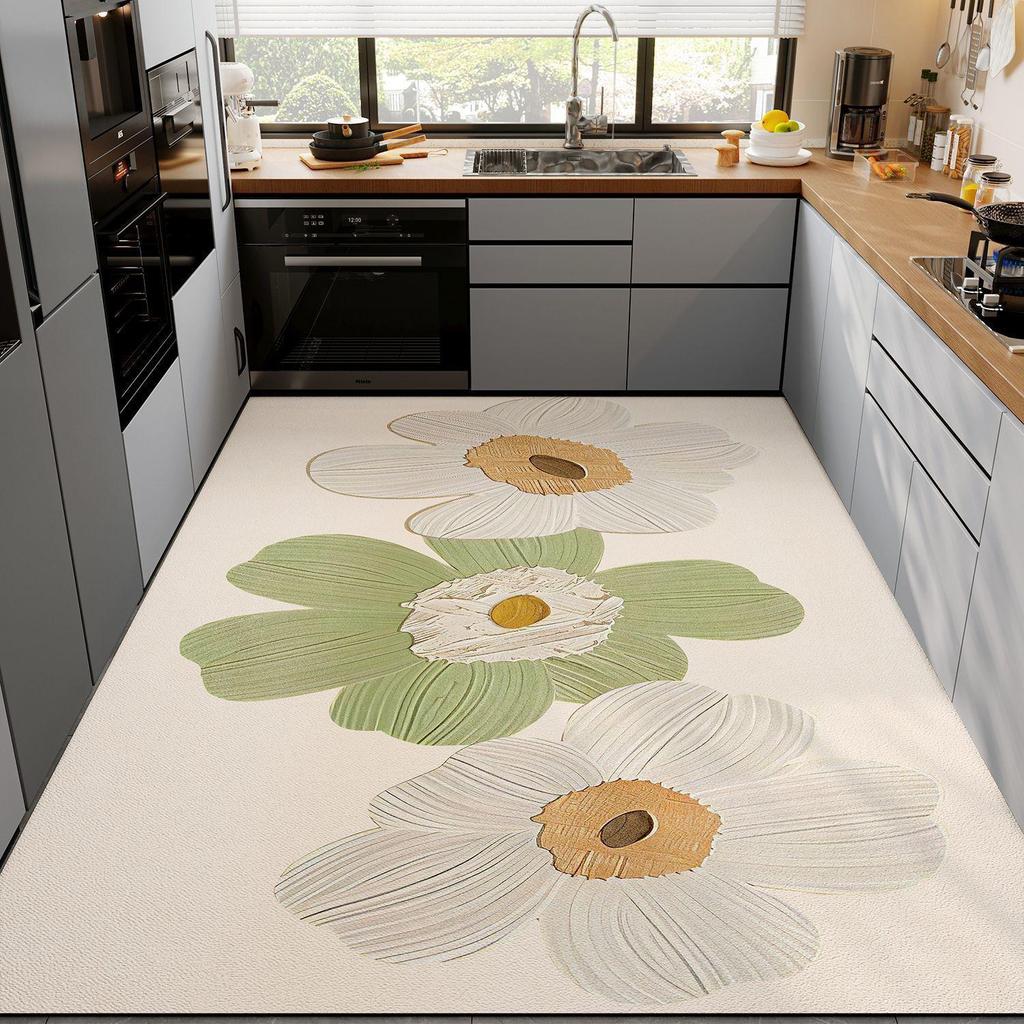 Kitchen diatomaceous earth mat non-slip oil-resistant water-absorbing wipeable, wash-free stain-resistant waterproof wall-to-wall carpet