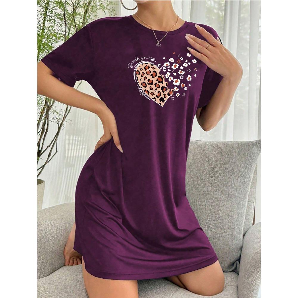 Casual Women Nightdress Short Sleeve Sleepwear Dresses Loose Fit Nightwear Home Clothes Nightie Loungewear Dresses