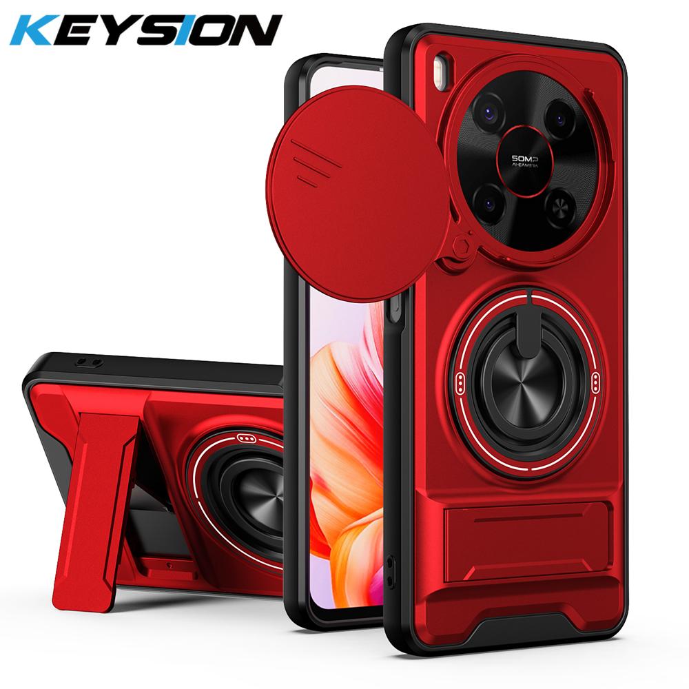 KEYSION Magnetic Phone Case for ZTE nubia V70 Max Blade V70 Max Slide Camera Protection Upright Stand 360° Ring Shockproof Cover