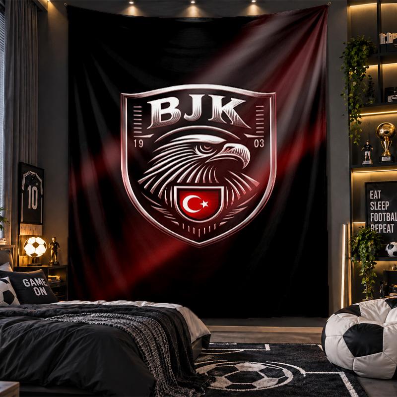 Arazzo da Appendere a Parete Stampa Beşiktaş FC Tessuto per Soggiorno Camera da Letto Decorazione Casa