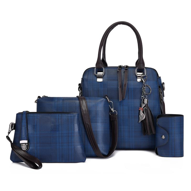 Fashion Women's Bags, New Mother and Child Bags, Four-piece Women's Handbags, Striped Retro Oblique Span Shoulder Bags