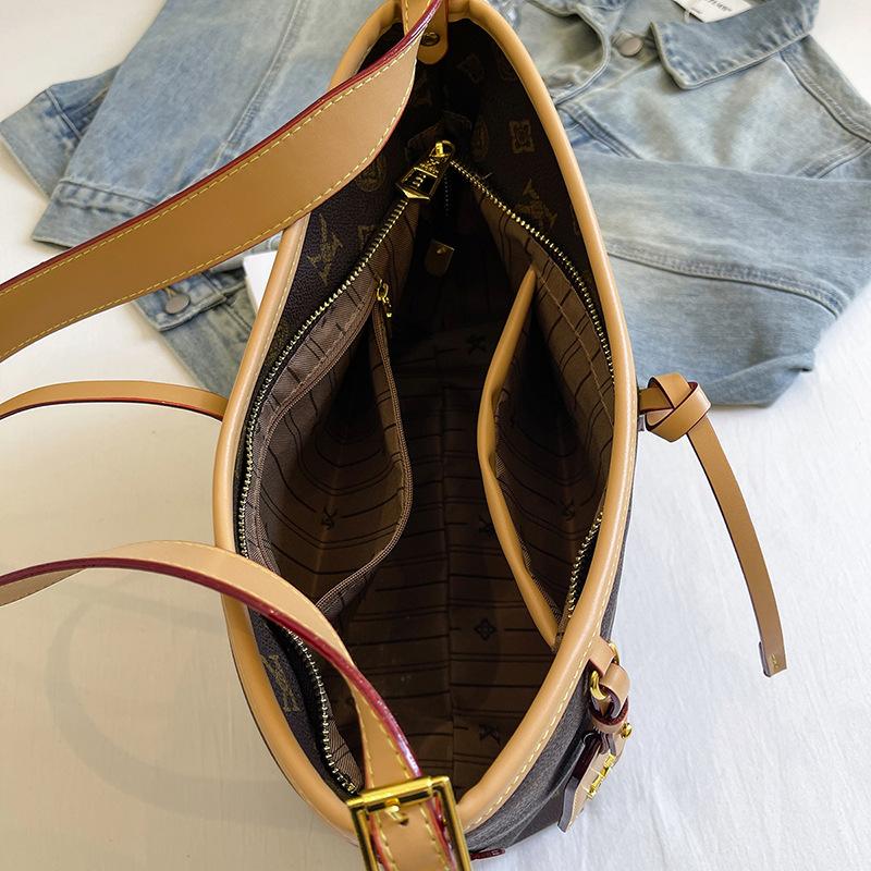 Früher Herbst neue kontrastfarbene Einkaufstasche Tragetasche Mutter und Kind Schulter Damenhandtasche