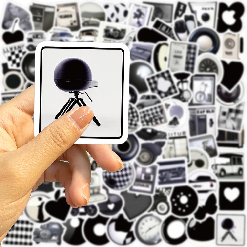 100 Ins Simple Black and White Style Graffiti Stickers Decorate Guitar Laptop Suitcase DIY Waterproof