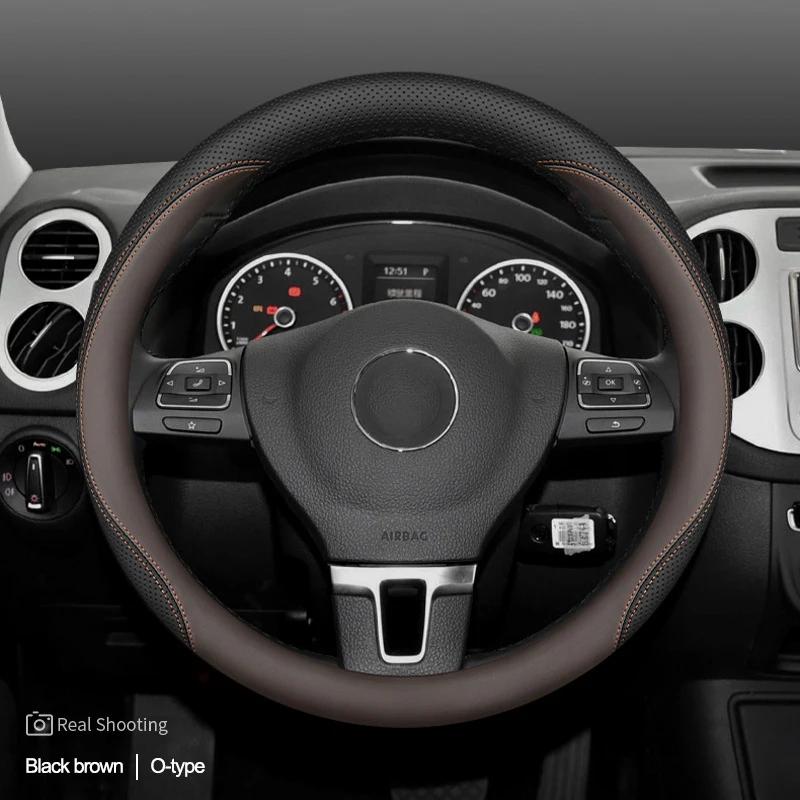 High Quality Leather Car Steering Wheel Cover Wrap Holder for Volvo XC60 S90 S60 XC40 S60l Braid on Steering-Wheel Protector