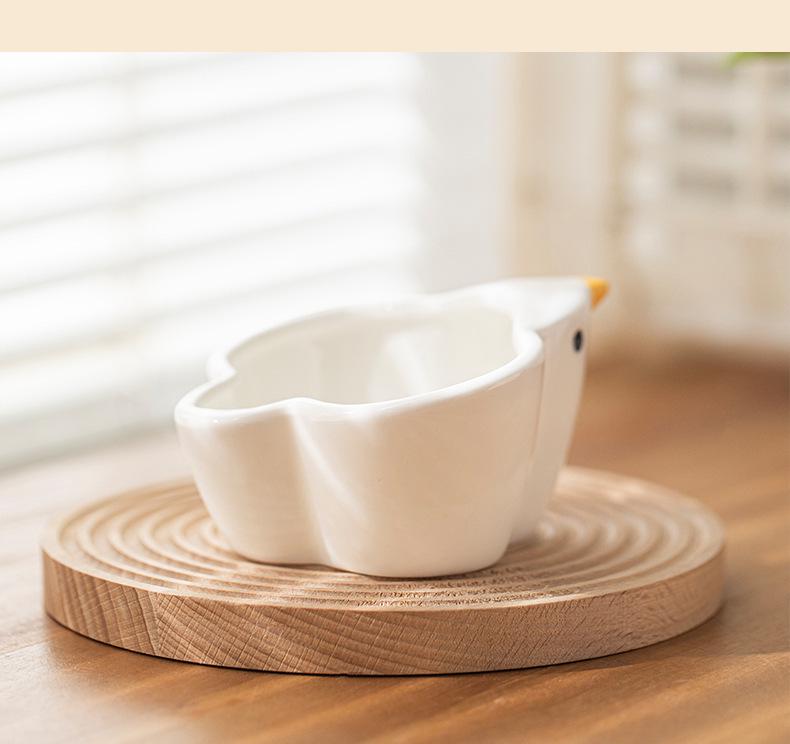 Ceramic Bird-Shaped Splash-Proof Parrot Feeding Bowl for Budgies & Cockatiels