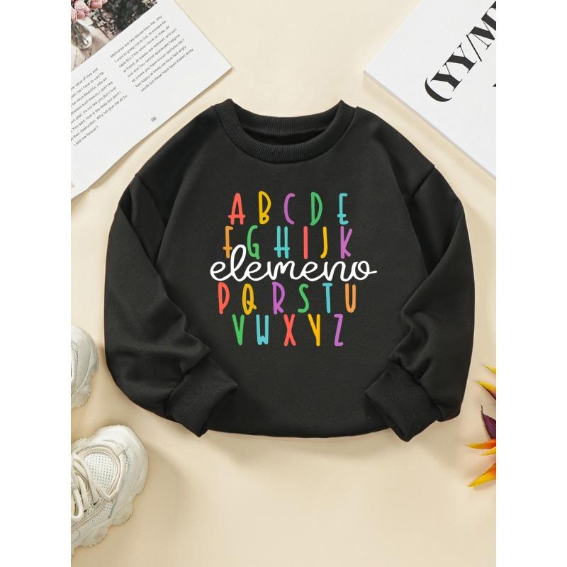 European sizes Kids Round Neck Sweatshirt Creative Graphic Print Cozy Pullover for Casual Outfit Holiday Gift Comfortable Outdoor Sports Top