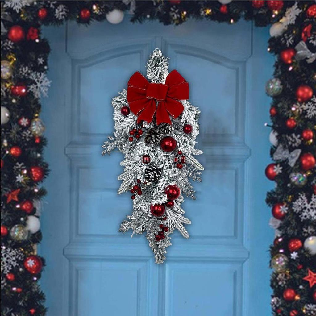 Christmas Wreath Gifts Realistic Artificial Wreath Garland Front Door Wreath for Window Holiday Indoor Outdoor Home Party