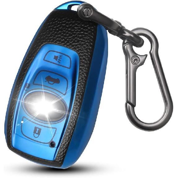 QBUC for Subaru Key Fob Cover Case with Keychain,Car Key Holder fit for Subaru Crosstrek Forester Outback Ascent Impreza Legacy BRZ WRX Sti 4 Buttons