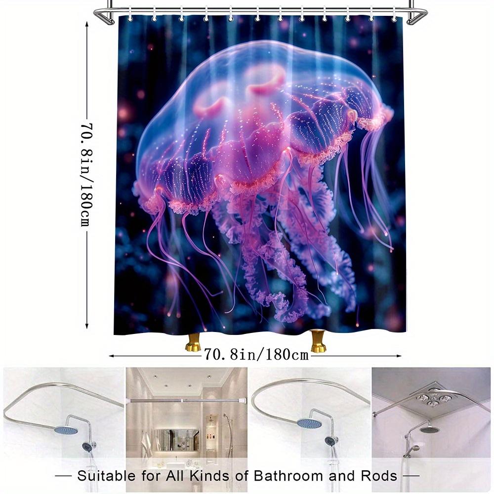 1 Piece Vibrant Jellyfish Shower Curtain-Stunning Sea Life Print pink and Purple Jellyfish Bathroom Decorative Curtain