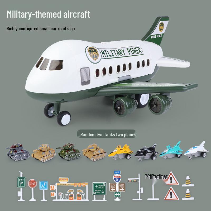 Extra Large Inertial Toy Airplane with Storage, Lights & Music - Educational Toy Set for Kids