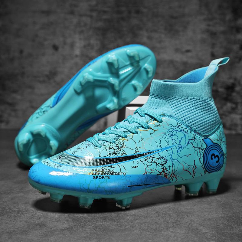 Mandarin Duck Two-color Football Shoes Men's and Women's High-top TF Broken Nails AG Long Nails Artificial Turf Student Children's Training Shoes