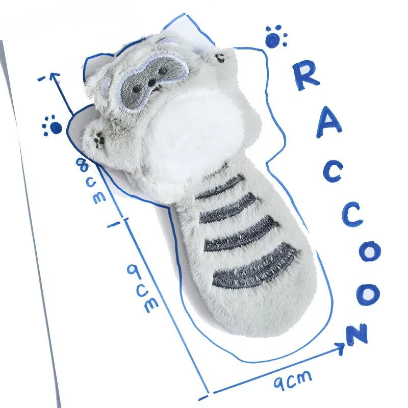 

Cute Raccoon Sugar Glider Stuffed Animal Squeaky Plush Toy Puppy Comfort Interactive Sound Chew Pet Gift for Dog Lovers