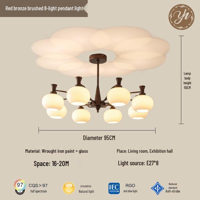 2025 French Mid-Century Luxury Chandelier: Retro American Persimmon Hall Lighting Fixture