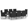 Ensemble de salle à manger de jardin vidaXL 9 pcs, Noir