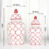 Ceramic Checkmate Jar Red Gingerbread Jar Flower Vase Porcelain Ornament Chinese Handicraft Home Decoration Accessories