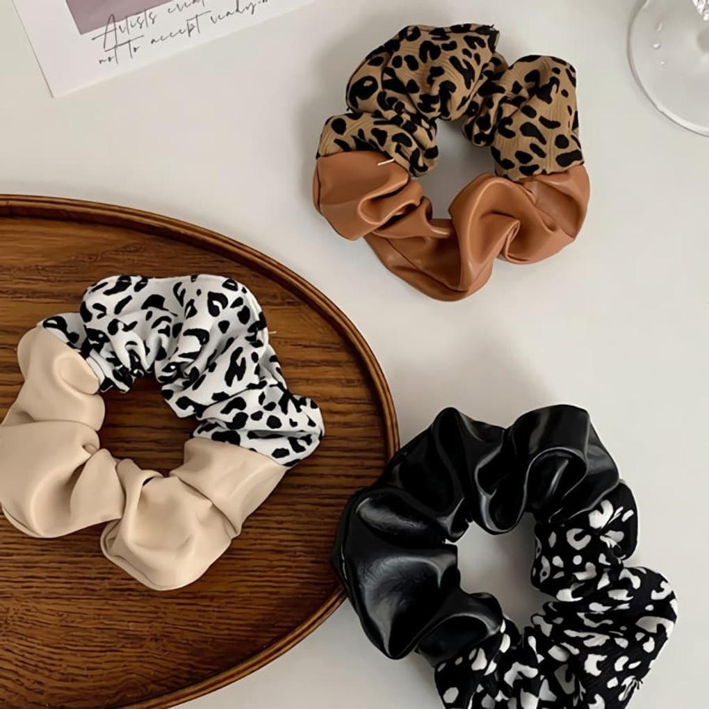 Женская кожаная полухопи гопчанг повязка для волос резинка для волос ivory