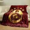 Golden emblem with "1905" and stars, surrounded by red floral patterns. for all seasons blanket lunch break throw gift
