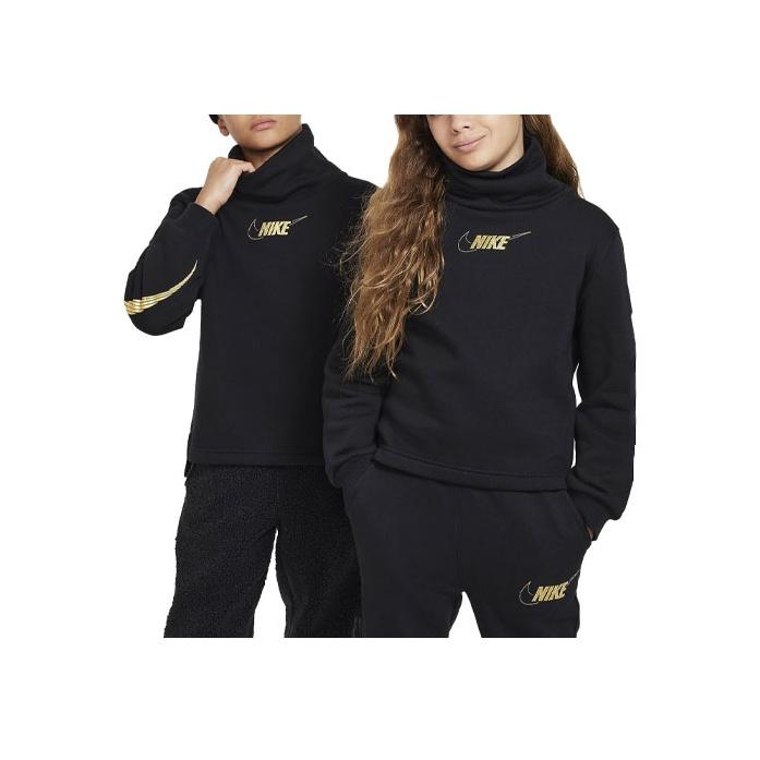 Nike Sportswear Club Fleece Letter Logo Print Long Sleeve Kids tops Black FJ6160-010 XL