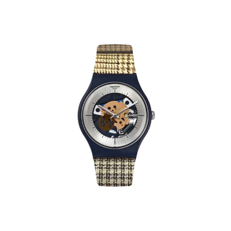 Swatch Quartz Movement 30M Waterproof Unisex Watch 41Mm Skeleton Dial Plastic Case Silicone Strap Unisex watches SUON129 Skeleton Dial