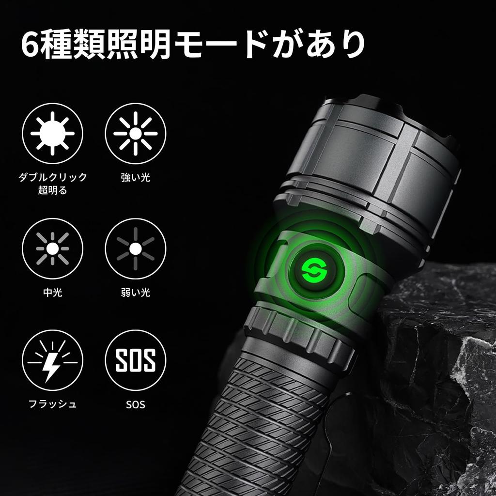 Yeegoda Flashlight Powerful LED IPX6 Up to 24 Hours of Runtime 6 Dimming Super Military Grade 1000 Meter Disaster Preparedness Tool Night Night Power