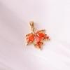 Golden Maple Leaf Pendant with Orange Cubic Zirconia for Fashionable Collarbone Chain