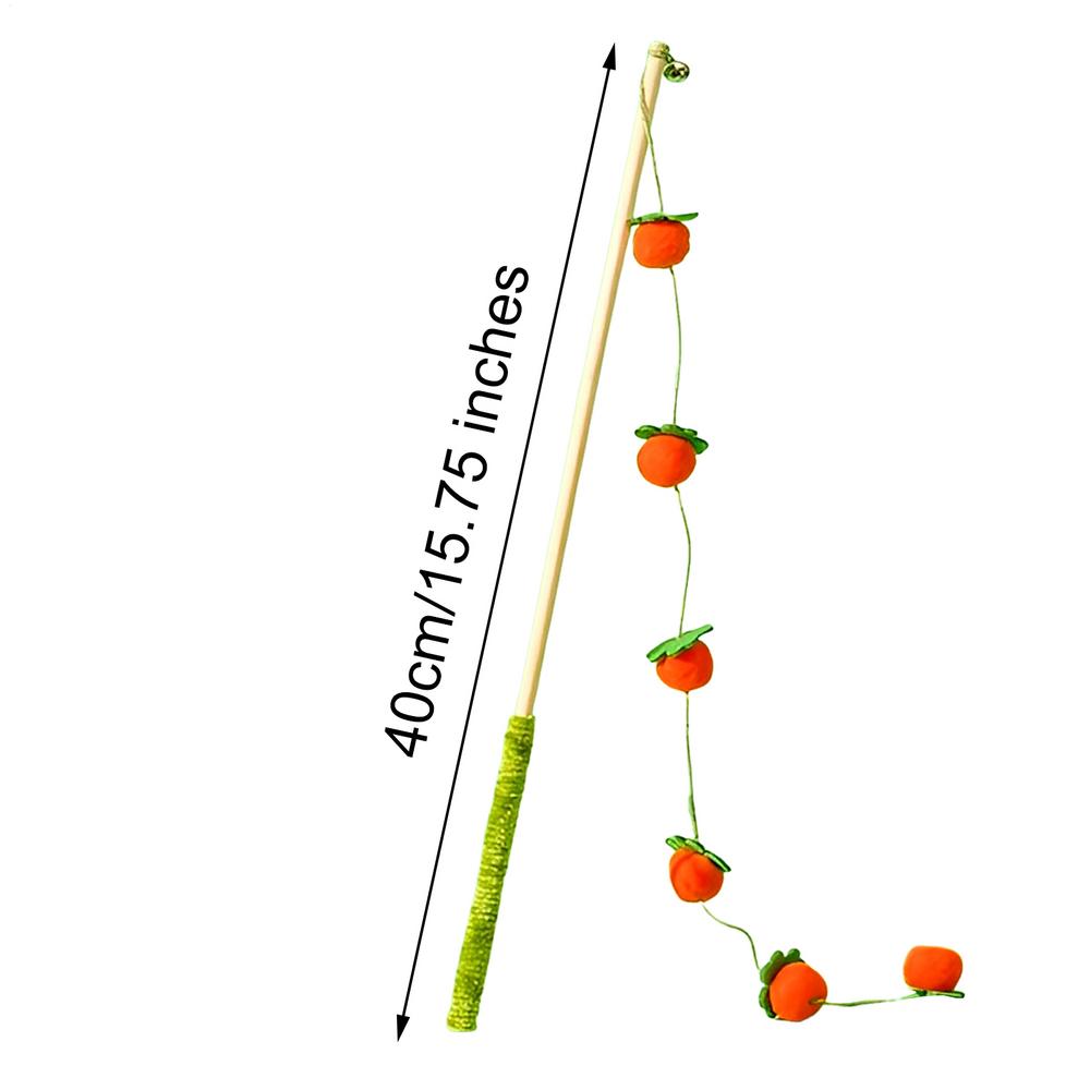 Cat Wand Toy Interactive Fruit Design Stick Non-Slip Handle Cat Pole Toy for Indoor Kitten Play Bird Fish Mouse Boredom