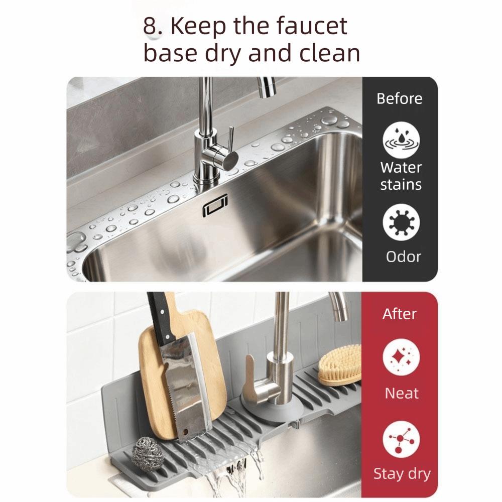 Fast Self-Draining Silicone Faucet Draining Pad 24 Inch Non-Slip Water Draining Mat Easy Clean Foldable